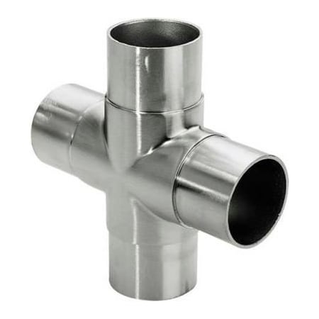 Lavi Industries Lavi Industries, Flush Cross Fitting, for 1.5" Tubing, Satin Stainless Steel 44-736/1H